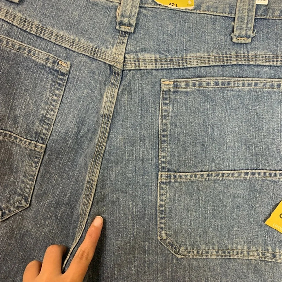 Lee Dungarees Carpenter Shorts Retro Stone Y2K 2006 Men 42L Denim Loose Straight - Picture 9 of 12